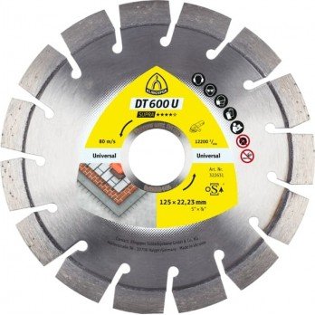 Universalus deimantinis pjovimo diskas KLINGSPOR DT 600 U Supra, 125x2,4x22,23 mm