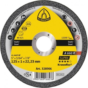 Abrazyvinis metalo pjovimo diskas KLINGSPOR A 660 R Supra, 125x1,0x22,23 mm