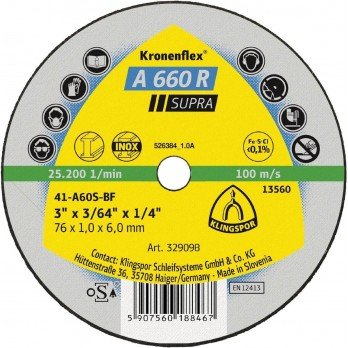Mini metalo pjovimo diskas KLINGSPOR A 660 R Supra, 76x1,0x6,0 mm