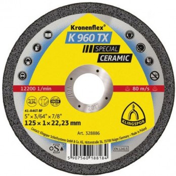 Abrazyvinis metalo pjovimo diskas KLINGSPOR K 960 TX Special, 125x1,0x22,23 mm