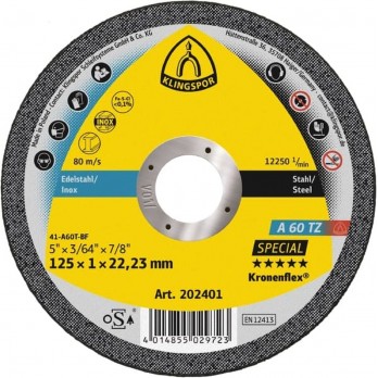Abrazyvinis metalo pjovimo diskas KLINGSPOR A 60 TZ Special, 125x1,0x22,23 mm